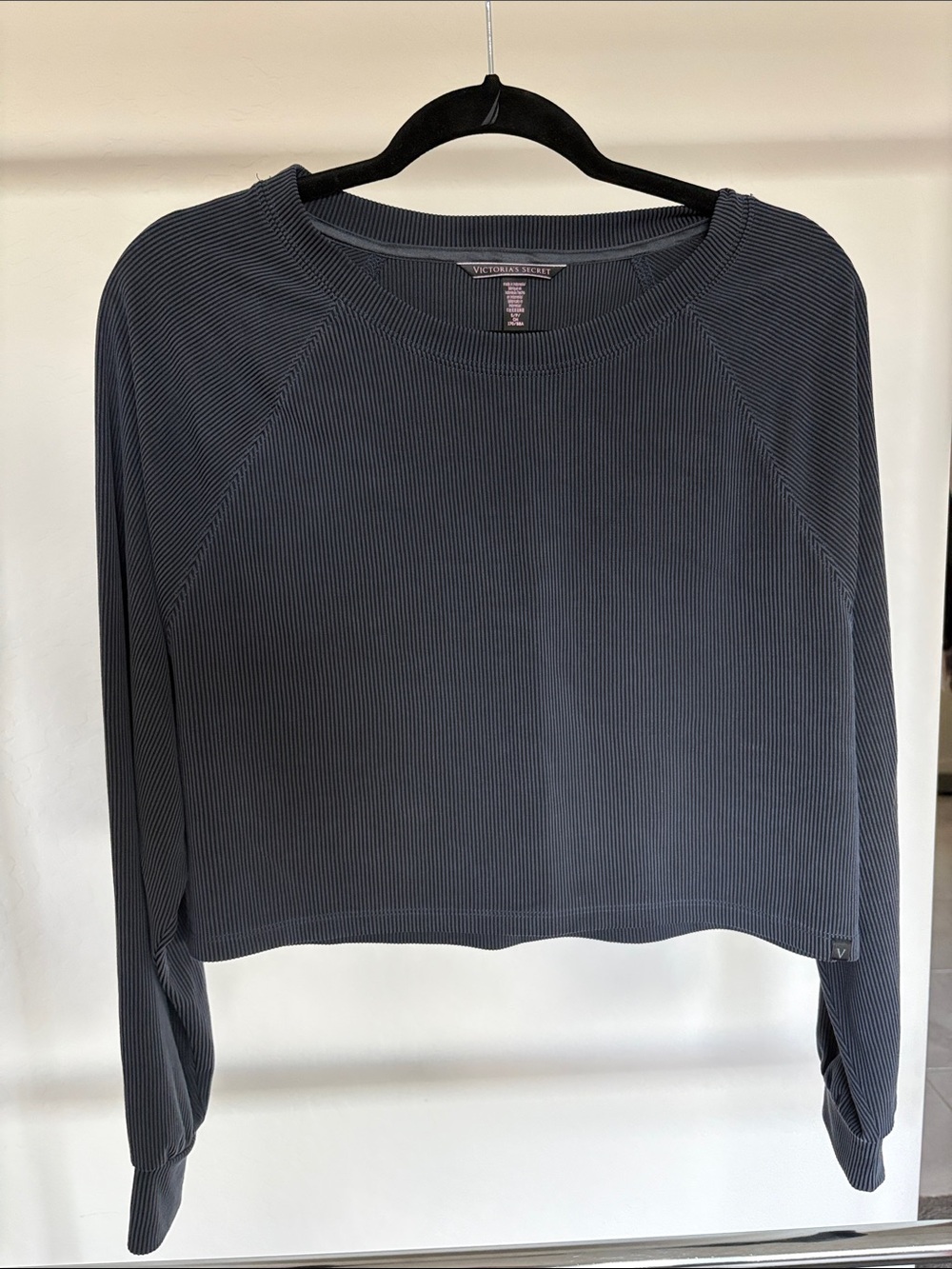 Victoria's Secret Charcoal Ribbed Cropped Sweatshirt